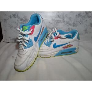 Youth Nike Air Max 90 Running Shoes White Pink Blue 345017-123 - Size 7Y